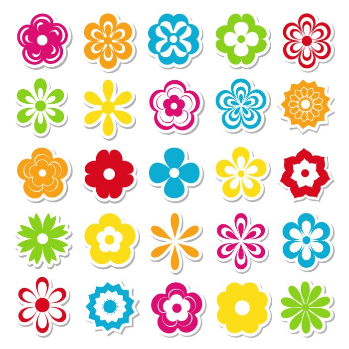 Sticker  Motifs floraux multicolores de différentes formes