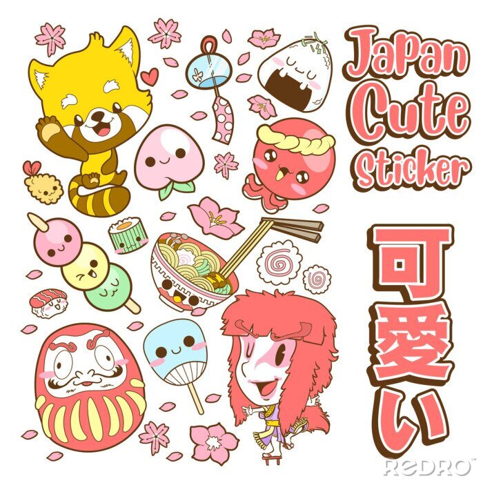 Sticker  Motifs japonais kawaii