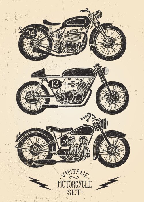 Sticker  Moto Vintage Set