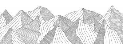 Sticker  Mountain landscape of wavy lines. Vector background with mountain ranges