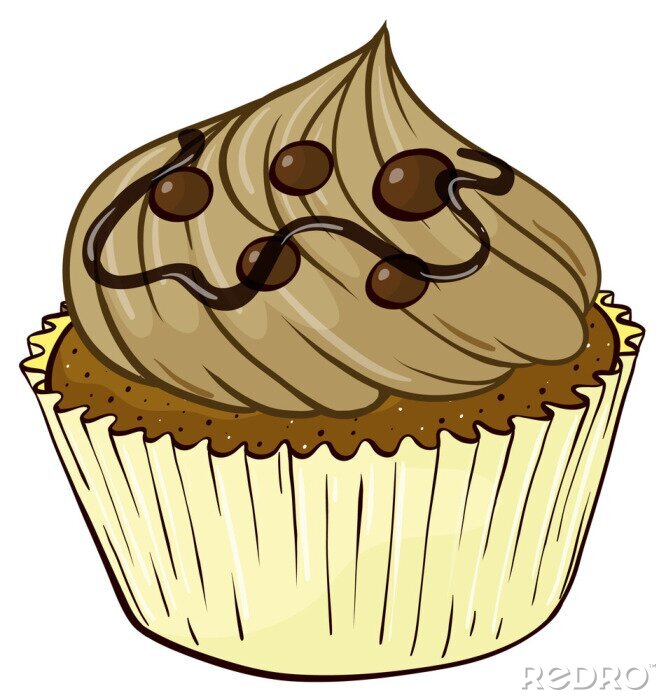 Sticker  Muffin décoré de chocolat et de glaçage
