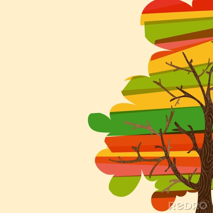 Sticker  Multicolor fond d'arbres