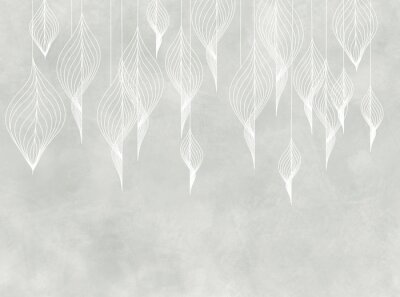 Mural for the walls. Photo wallpapers in the grunge style. Original leaves. Abstract leaves in vintage style.