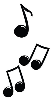 Sticker  Music notes, illustration, vector on white background.