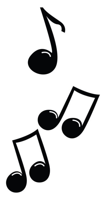Sticker  Music notes, illustration, vector on white background.
