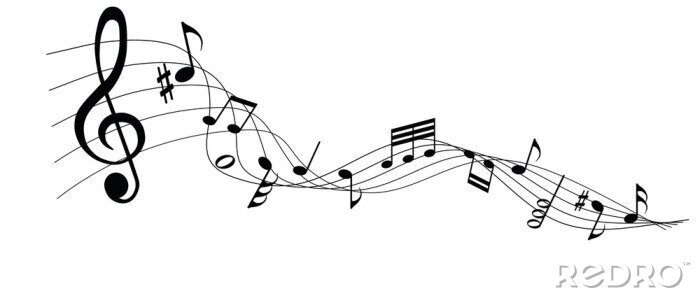 Sticker  musical notes melody on white background