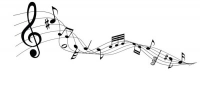 Sticker  musical notes melody on white background