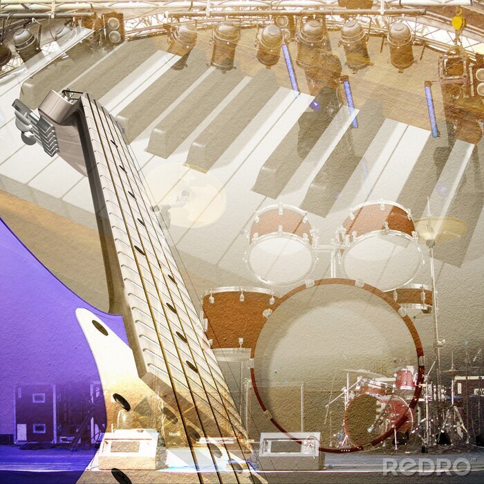 Sticker  Musique et instruments rétro