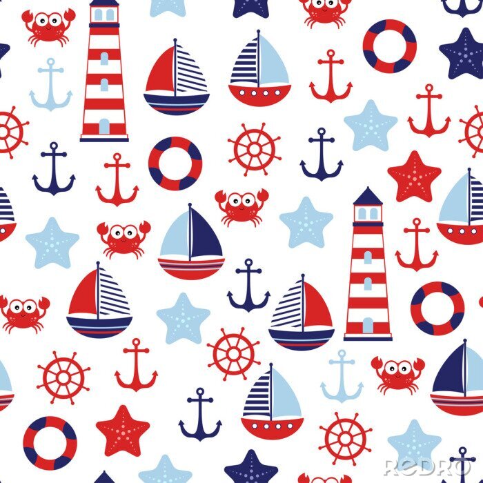 Sticker  nautical baby marine pattern