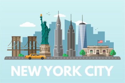 Sticker  New York city flat vector illustration