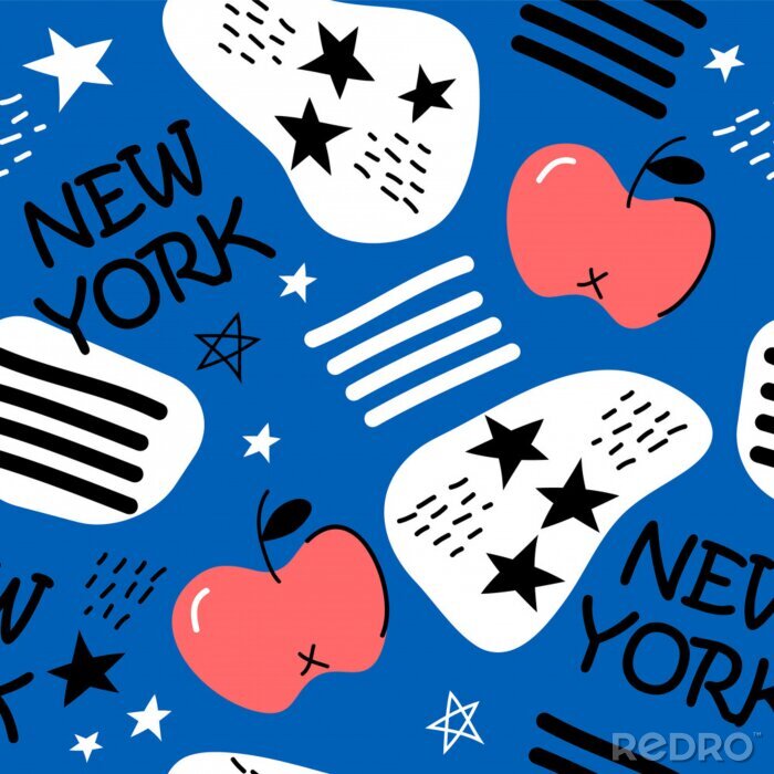 Sticker  new york city hand drawn vector seamless pattern