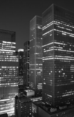 New York City la nuit en noir et blanc