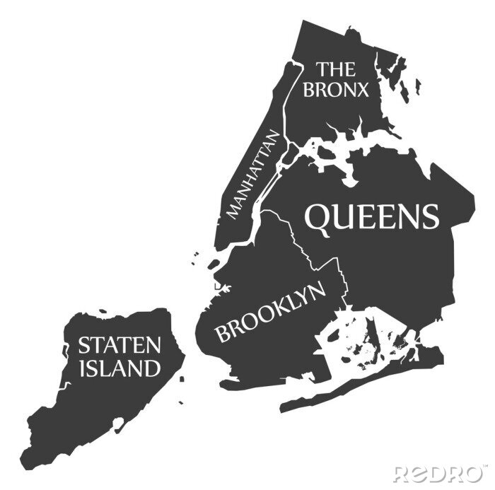 Sticker  New York City Map USA étiqueté l'illustration noire