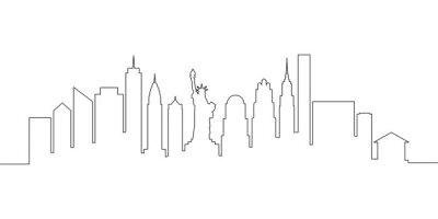 Sticker  New York city skyline single line, vector illustration