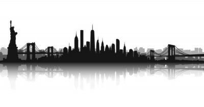 Sticker  New York City Skyline vecteur blanc et blanc