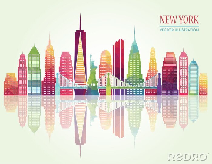 Sticker  New York détaillées skylines. Illustration vectorielle