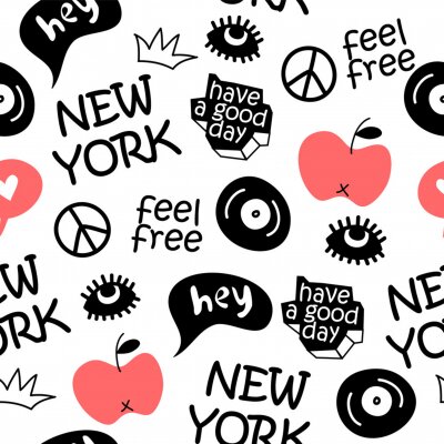 Papier peint à motif  new york hand drawn vector seamless pattern