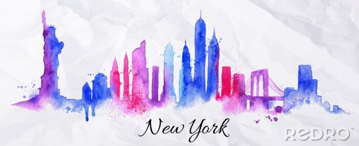 Sticker  New York Manhattan à l'aquarelle