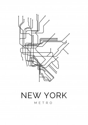 Sticker  New York Metro line art black and white