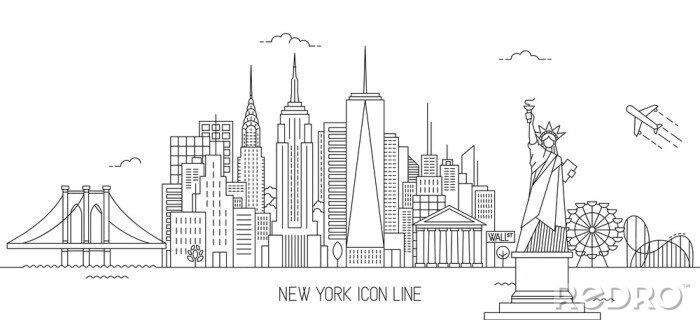 Sticker  New York Skyline ligne art style