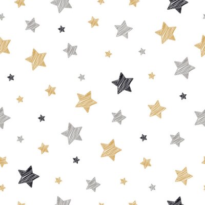 Sticker  Noël étoiles modèle sans couture scribble dessin fond isolé blanc