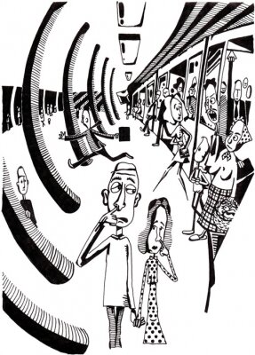 Sticker  NOIR ET BLANC, LES GENS EN MÉTRO