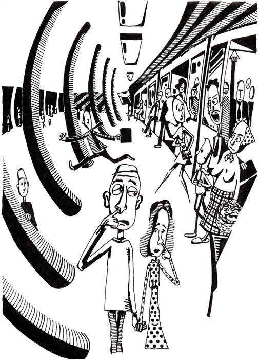 Sticker  NOIR ET BLANC, LES GENS EN MÉTRO