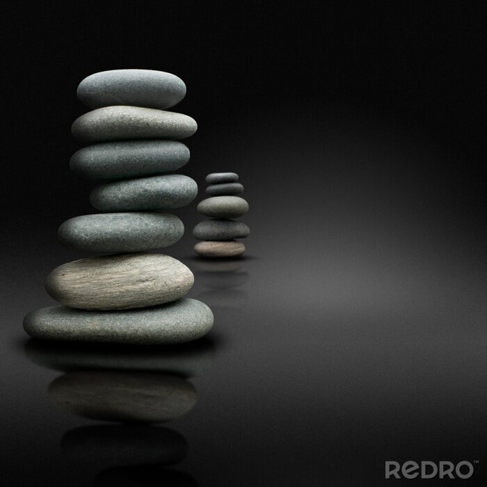 Sticker  noir friands de relaxation, pierres empilées zen attitude