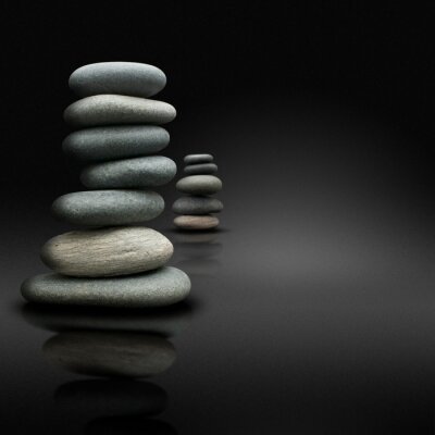 Sticker  noir friands de relaxation, pierres empilées zen attitude