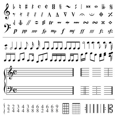Sticker  Notes et symboles de musique - illustration vectorielle