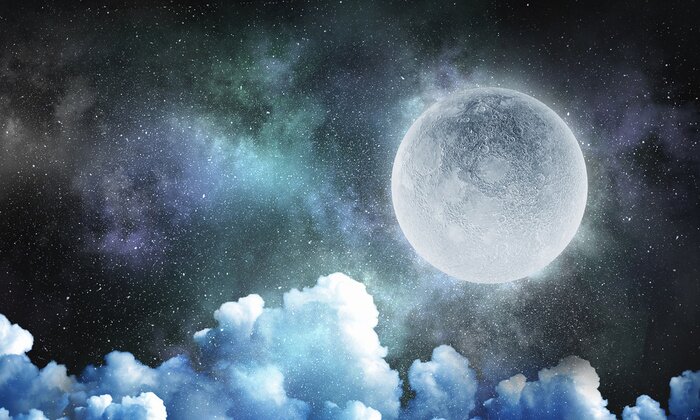 Sticker  Nuages blancs sur le fond de l'univers