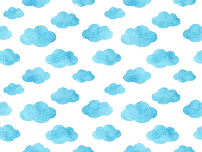Sticker  Nuages bleus aquarellés sur fond blanc
