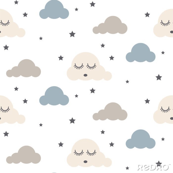 Sticker  Nuages bleus et gris endormis