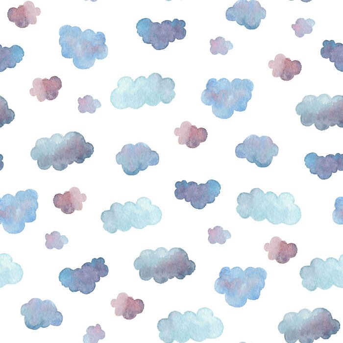 Sticker  Nuages bleus version aquarelle
