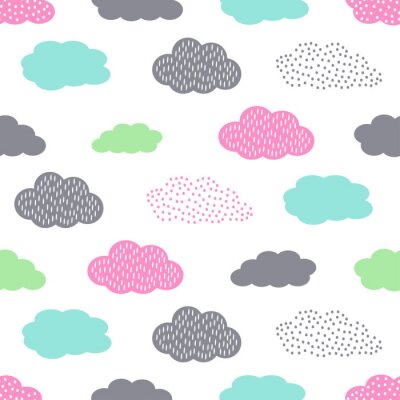 Papier peint à motif  Nuages colorés avec des points