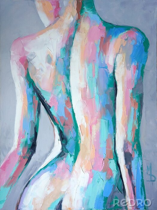Sticker  &quot;Nymph&quot; - oil painting. Conceptual abstract painting of a girl's beautiful body.