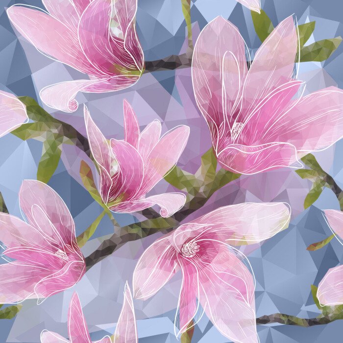 Sticker  Oeuvre artistique avec des magnolias