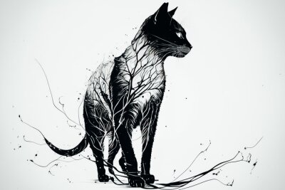 Sticker  Oeuvre artistique avec un chat