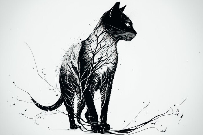 Sticker  Oeuvre artistique avec un chat