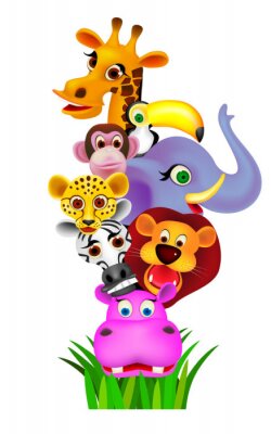 Sticker  Oeuvre de têtes d'animaux africains pour les enfants