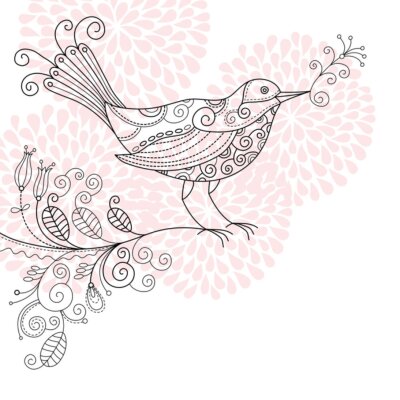 Sticker  oiseau shabby