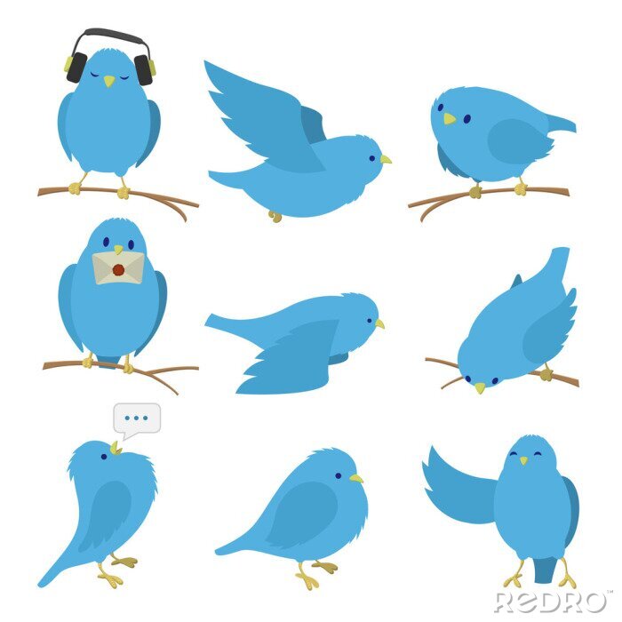 Sticker  Oiseaux bleus