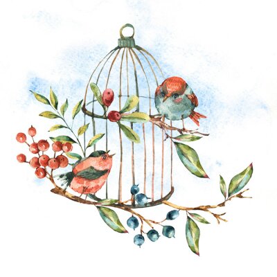 Sticker  Oiseaux d'automne sur la branche