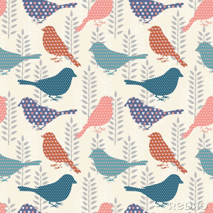 Sticker  Oiseaux, seamless