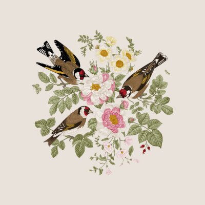 Sticker  Oiseaux shabby chic vintage