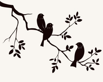 Sticker  Oiseaux sur brindille