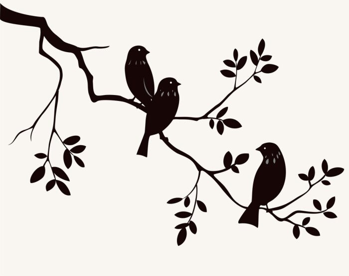 Sticker  Oiseaux sur brindille