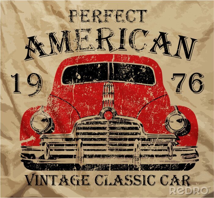 Sticker  Old American Vintage T-shirt Voiture Graphic Design