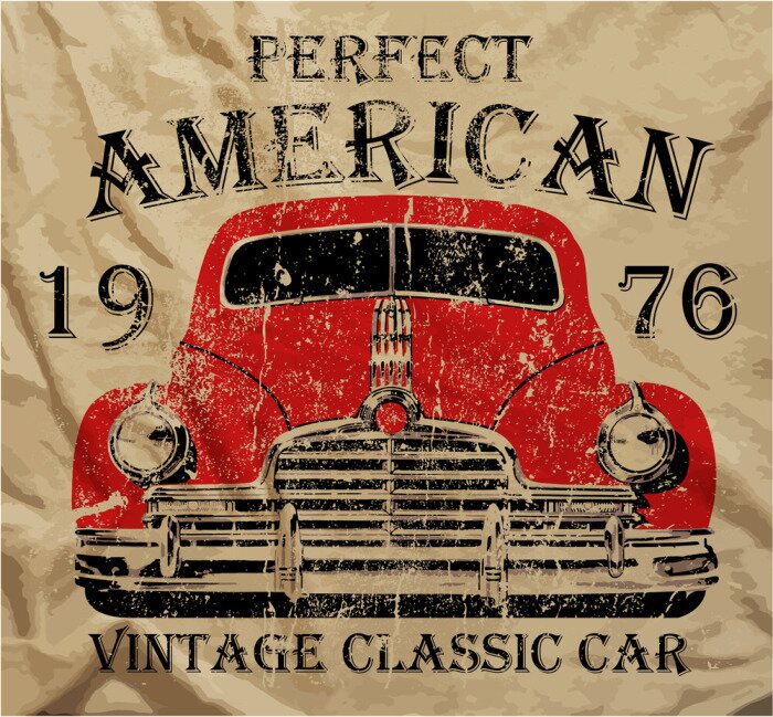 Sticker  Old American Vintage T-shirt Voiture Graphic Design