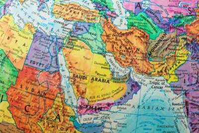 Sticker  Old Globe Carte des pays du Moyen-Orient